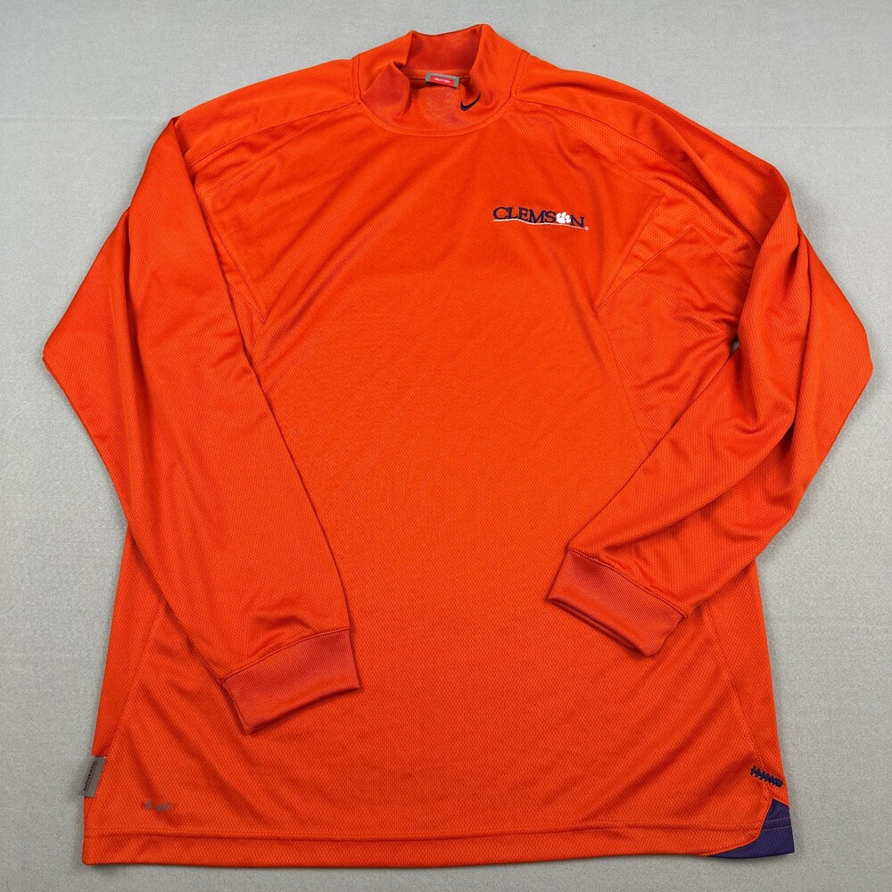 Vintage Clemson Tigers Shirt Men Medium Orange Nike Pullover Fit Dry Y2K M